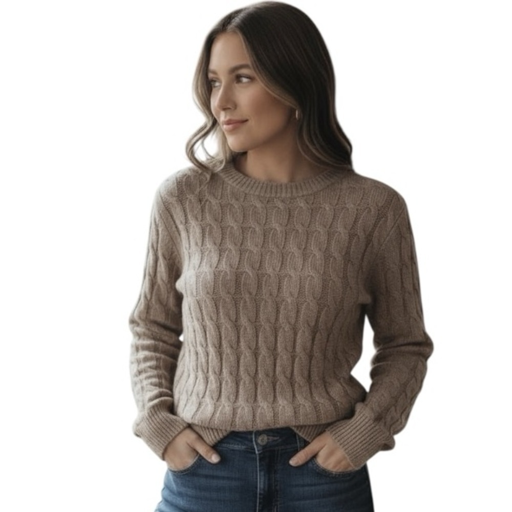 Vintage Gap Medium Brown Cable Knit Angora Rabbit Sweater Y2K Classic Cozy